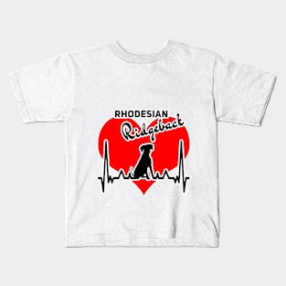 Rhodesiean Ridgeback black Heartbeat Ridgebackfan Kids T-Shirt